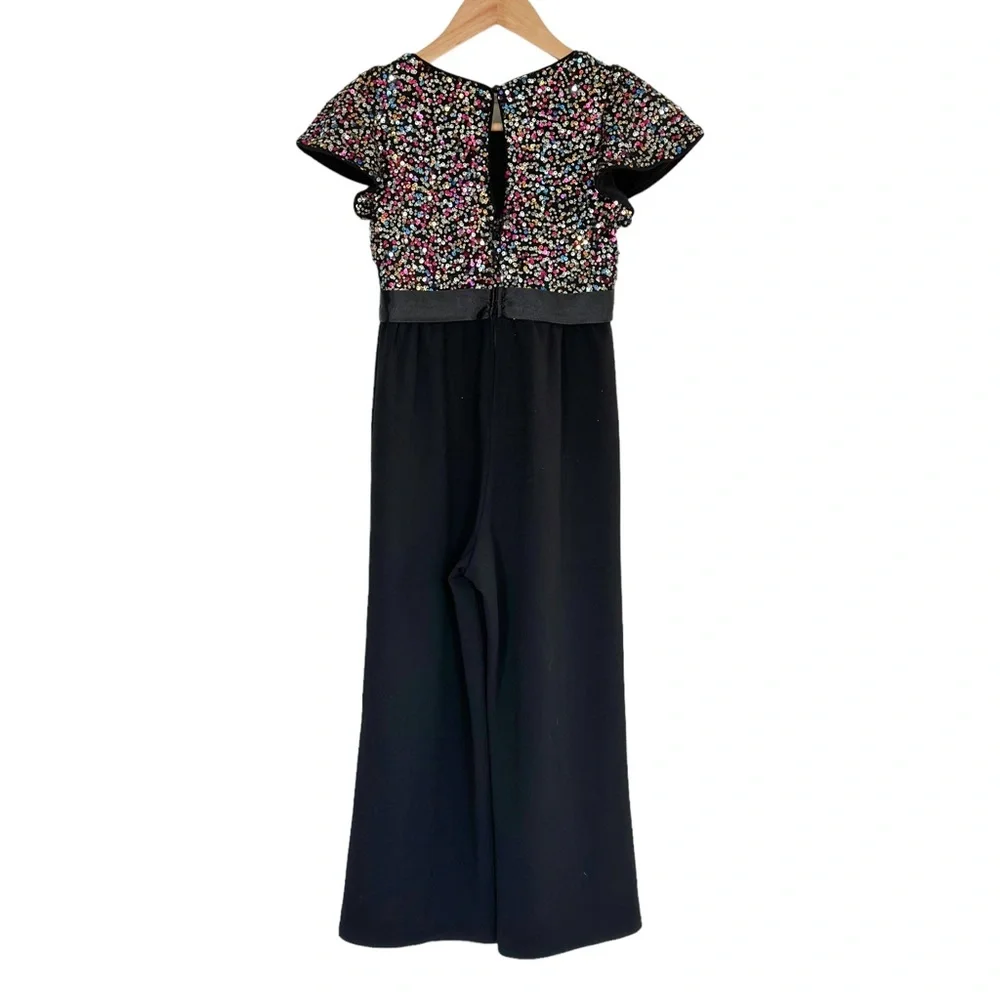 Three Pink Hearts Sequin Side Tie Jumpsuit - Girls Size M - Picture 4 of 6